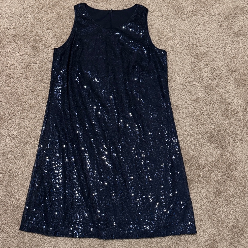 Navy Sequin Sleeveless Dress